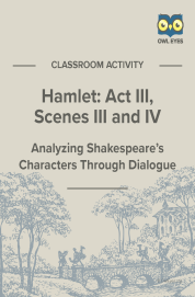 Cover image for Hamlet Act III, Scenes III and IV Dialogue Analysis Activity Worksheet