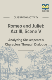 Cover image for Romeo and Juliet Act III, Scene V Dialogue Analysis Activity Worksheet